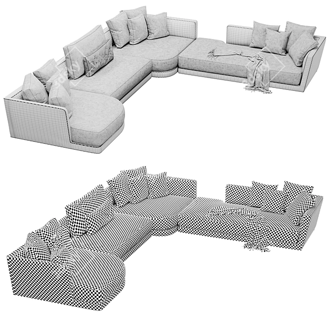 Verzelloni Lyndon Sectional: Elegant & Versatile Seating Solution for Any Space 3D model image 5