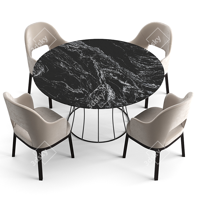 Elegant Flexform Mood Dining Set 3D model image 3