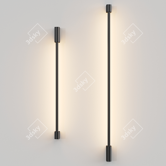 Sleek Metal LED Wall Lamp 3D model image 2