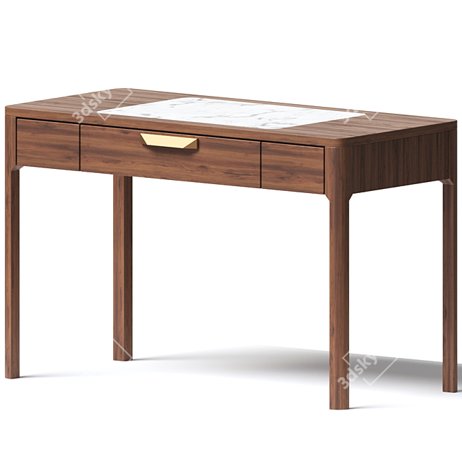 Elegant Walnut Writing Desk 3D model image 1