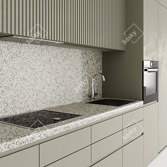 Sleek Modern Kitchen Design 3D model image 2