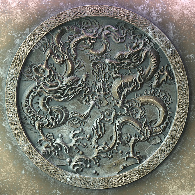 Brass Oxide Dragon Wall Art 3D model image 2