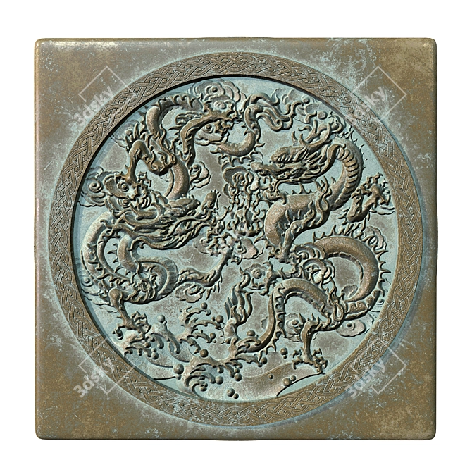 Brass Oxide Dragon Wall Art 3D model image 4