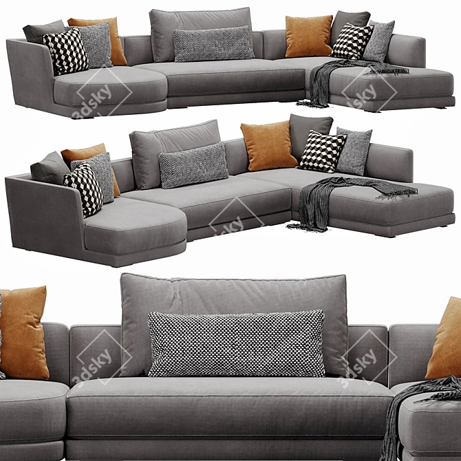 Lyndon Sectional: Modern and Versatile Sofa 3D model image 1