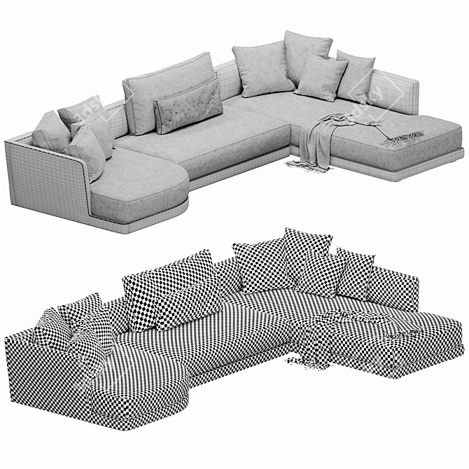 Lyndon Sectional: Modern and Versatile Sofa 3D model image 5