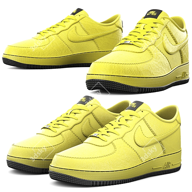 Yellow Nike AF1 Sneakers 3D model image 1