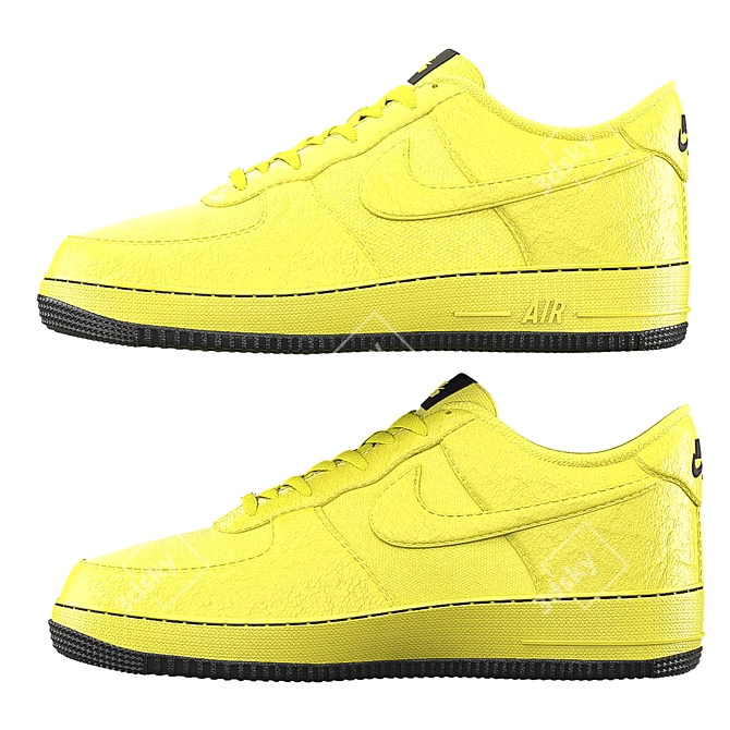 Yellow Nike AF1 Sneakers 3D model image 4