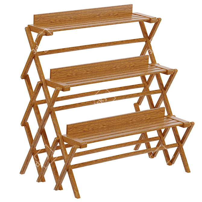 Garden Oasis: 3-Tier Outdoor Folding Shelf 3D model image 1
