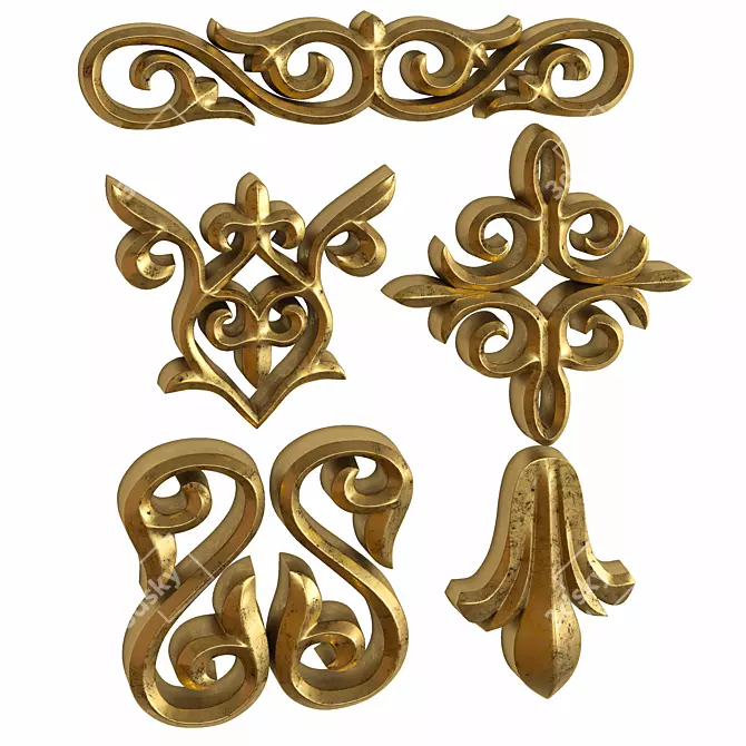 Elegant Trim Ornament 09 3D model image 1