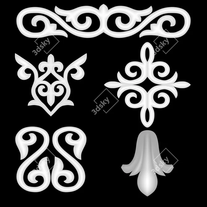 Elegant Trim Ornament 09 3D model image 3