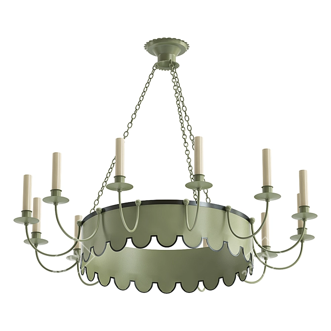 Elegant French Tole Chandelier 3D model image 1