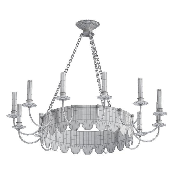 Elegant French Tole Chandelier 3D model image 2