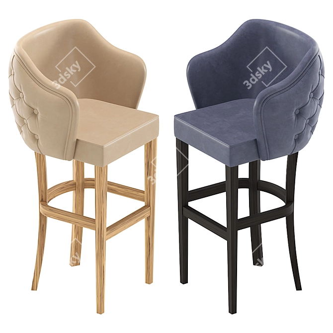 Sleek Modern Leather Barstool 3D model image 2