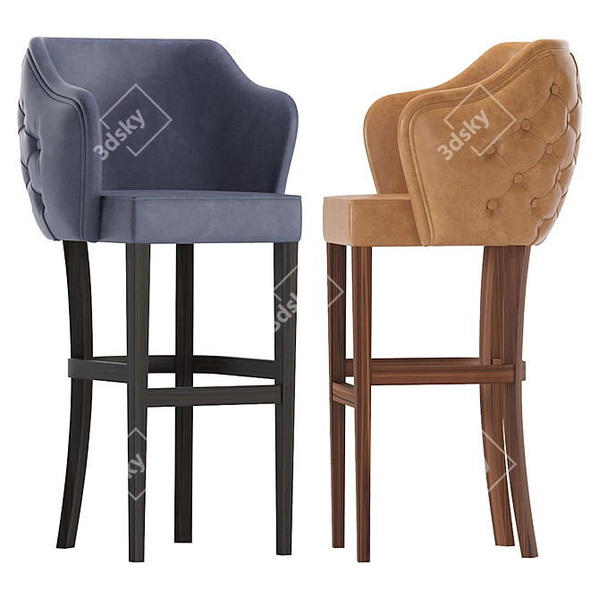 Sleek Modern Leather Barstool 3D model image 4