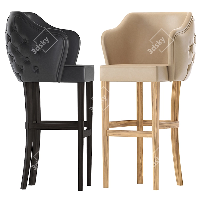 Sleek Modern Leather Barstool 3D model image 5