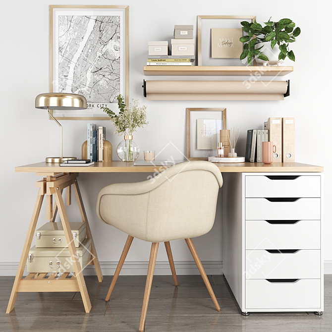 IKEA Home Office Set 3D model image 1