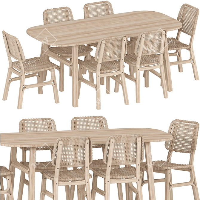 Stylish Voxlov Dining Set 3D model image 1