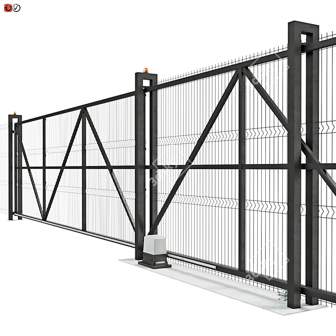 Industrial Sliding Mesh Gates 3D model image 3