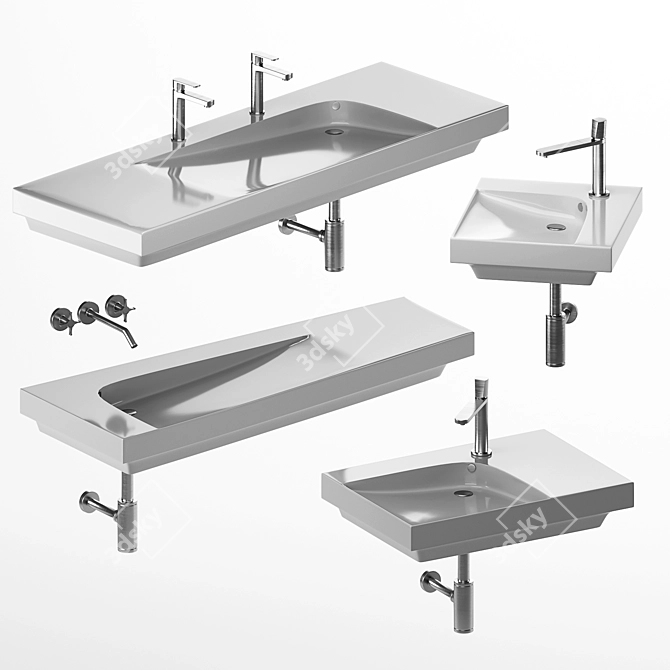 Grandangolo Set - Sleek and Stylish Bathroom Sink Collection 3D model image 1