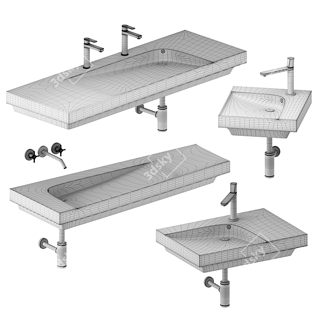 Grandangolo Set - Sleek and Stylish Bathroom Sink Collection 3D model image 2