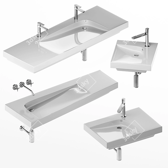 Grandangolo Set - Sleek and Stylish Bathroom Sink Collection 3D model image 6