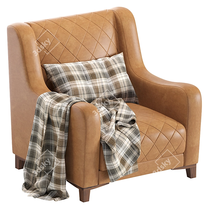 Modern Leather Corso Armchair 3D model image 1