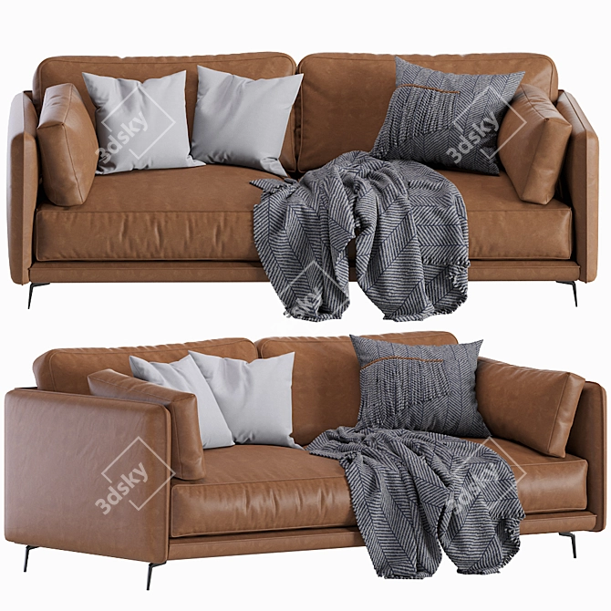 Krisby Leather Sofa: Stylish and Modern 3D model image 3
