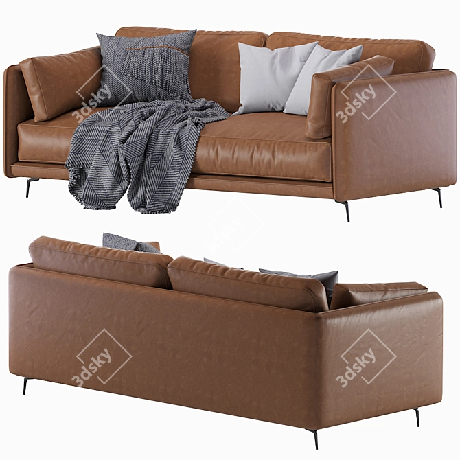 Krisby Leather Sofa: Stylish and Modern 3D model image 6