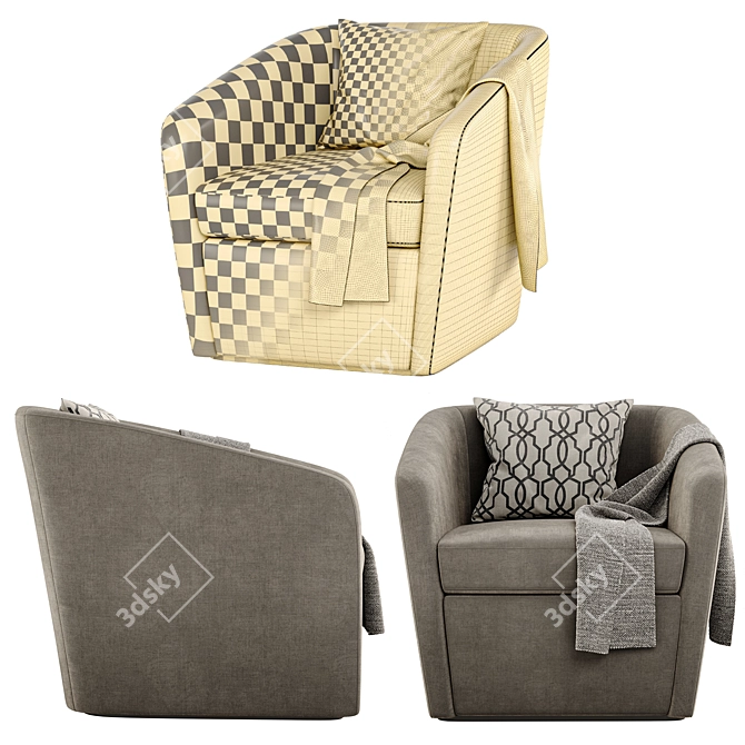 Elegant Rondo Armchair with Pillows 3D model image 5