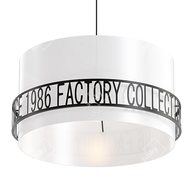 Industriële Grijze Hanglamp met Zwart Metaal 3D model image 1
