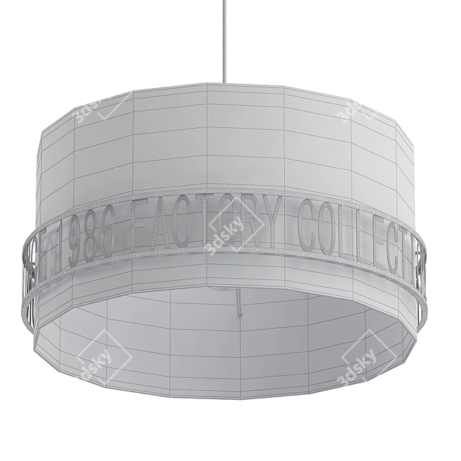 Industriële Grijze Hanglamp met Zwart Metaal 3D model image 2