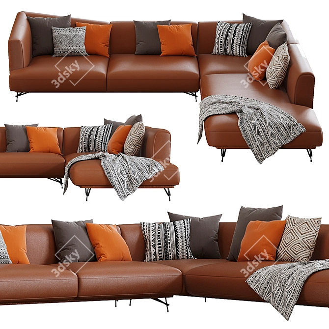 Italian Chic: Lennox Chaise Lounge 3D model image 2