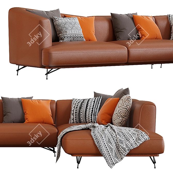 Italian Chic: Lennox Chaise Lounge 3D model image 3