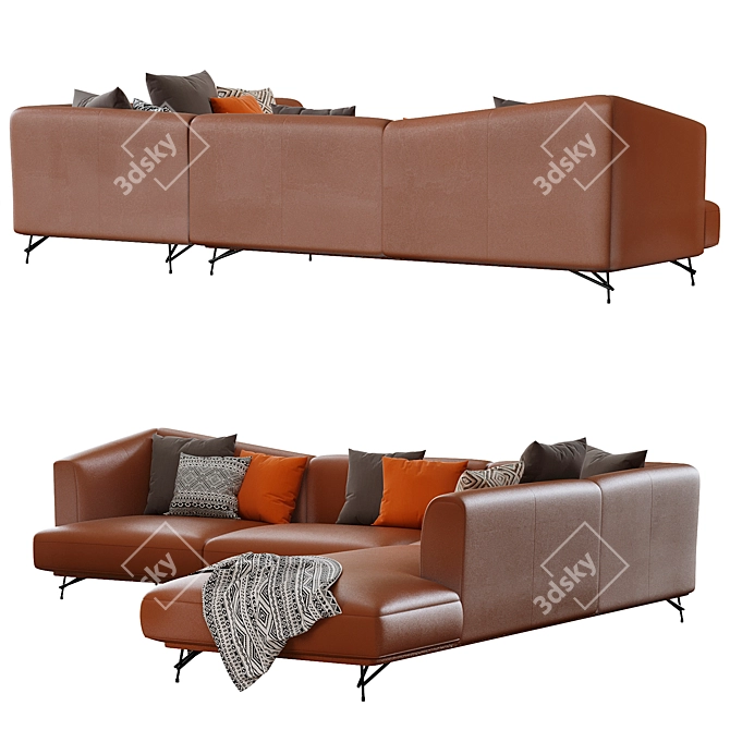 Italian Chic: Lennox Chaise Lounge 3D model image 4