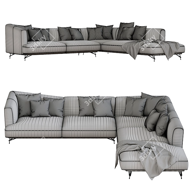 Italian Chic: Lennox Chaise Lounge 3D model image 5