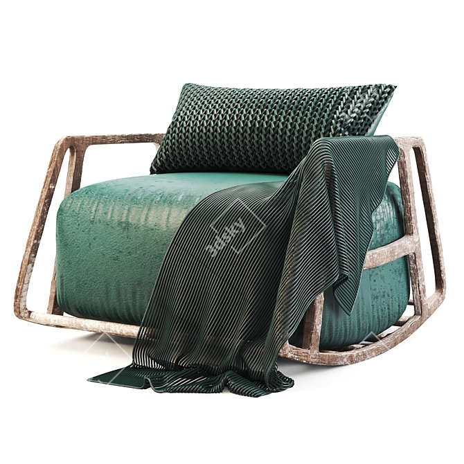 Luxury Blue Leather Armchair 3D model image 2