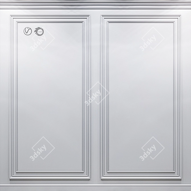 Elegant Wall Molding Panels 3D model image 1