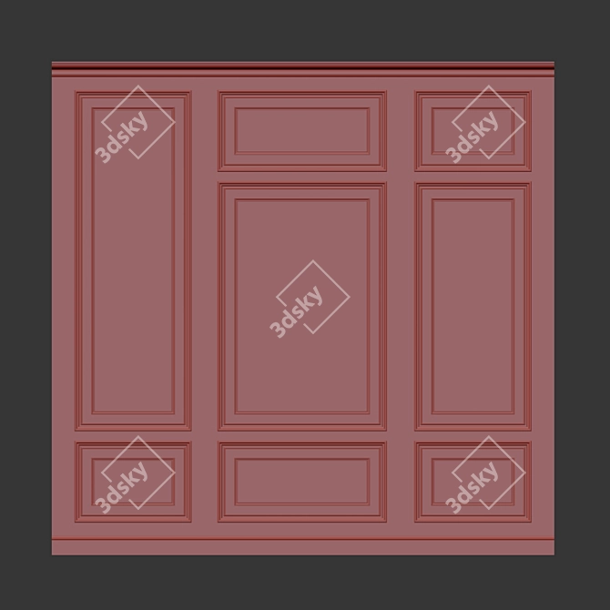Decorative Wall Molding Panels 3D model image 2