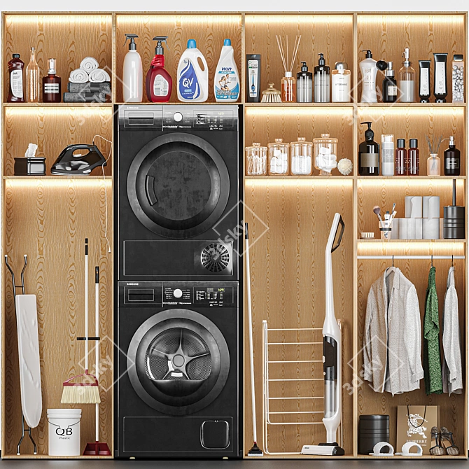 Modern Laundry Room Set 3D model image 7