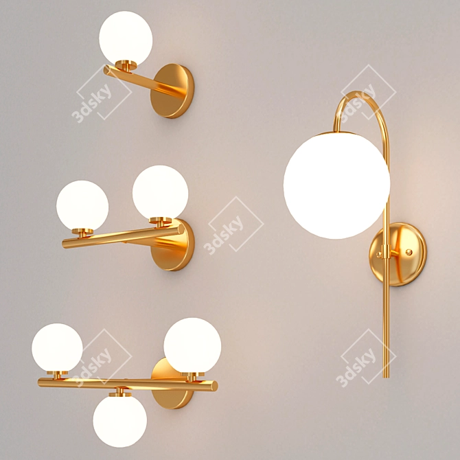 Scandinavian Glass Wall Light 3D model image 2