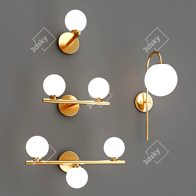 Scandinavian Glass Wall Light 3D model image 3