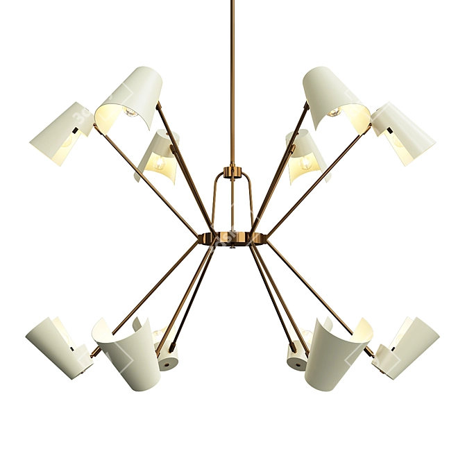 Antique Brass Vintage Chandelier 3D model image 1