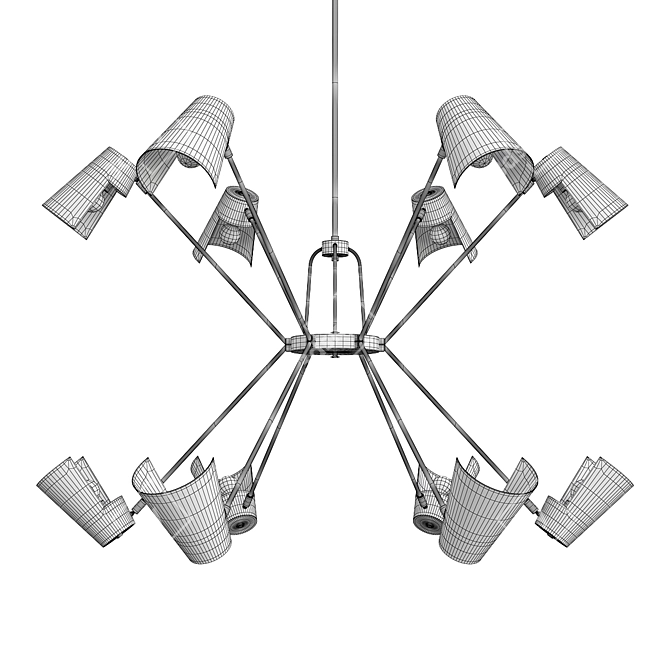 Antique Brass Vintage Chandelier 3D model image 2