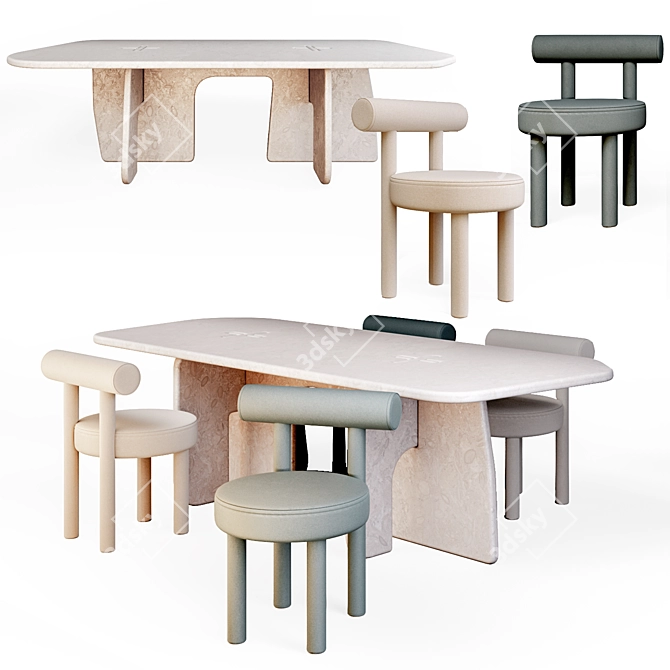 Sleek LAMÉ Dining Table & GROPIUS CS1 Chair 3D model image 1