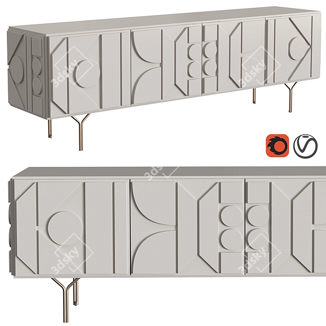 Modern Glam Pictograph Media Console 3D model image 1