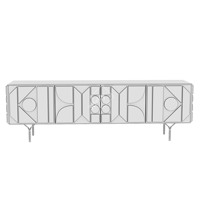 Modern Glam Pictograph Media Console 3D model image 5