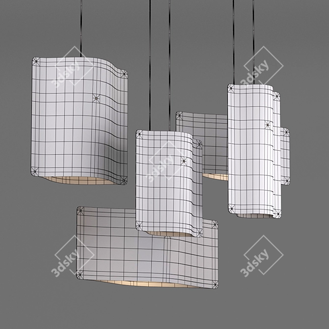 Sleek Birch Wood Pendant Lighting 3D model image 5