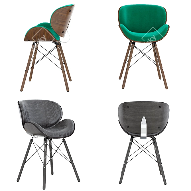 Mid-Century Teal Accent: Corvus Madonna 3D model image 3