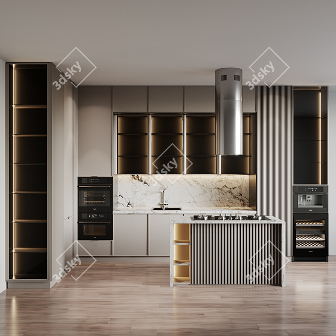 Modern Kitchen with Premium Appliances 3D model image 1