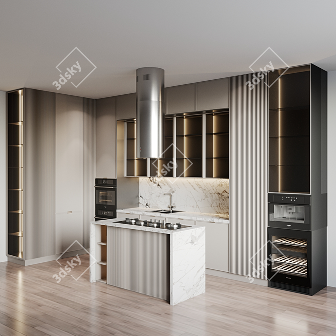 Modern Kitchen with Premium Appliances 3D model image 2